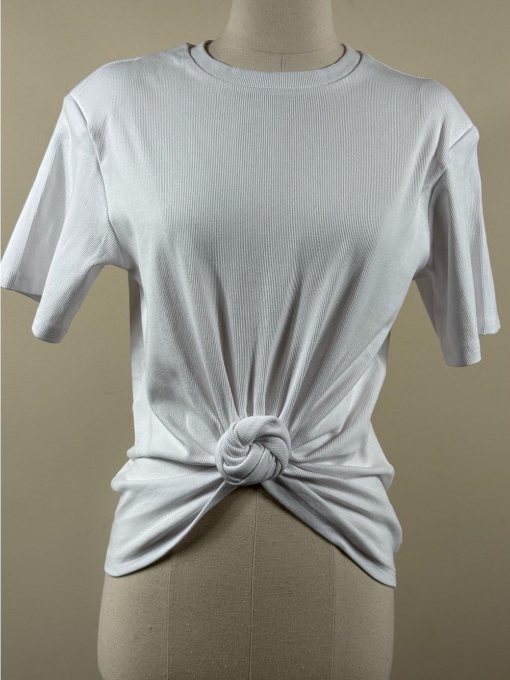 Innovare Denim White Front Knot Short Sleeve T-Shirt Top NWOT